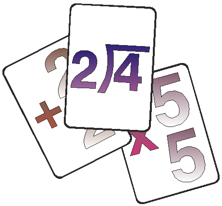 Maths cards showing basic maths operations
