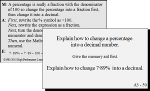Card A3 - 50: Explain how to change a percentage into a decimal number